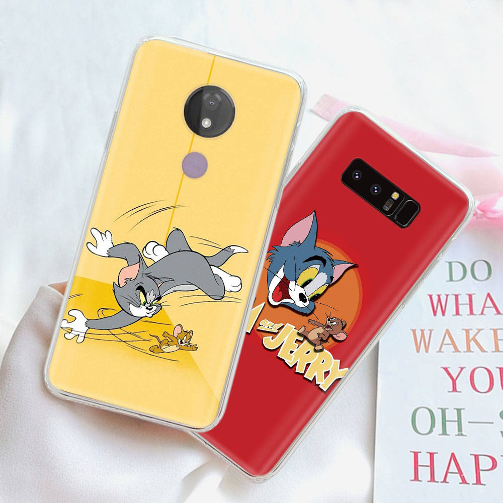 JT49 Tom and Jerry Transparent Case for Samsung A04 A14 A23 M33 M53 Realme 10 9 C35 C55 VIVO Y02 X80 Infinix Hot 30 Note 11 Tecno Spark 8P Pro