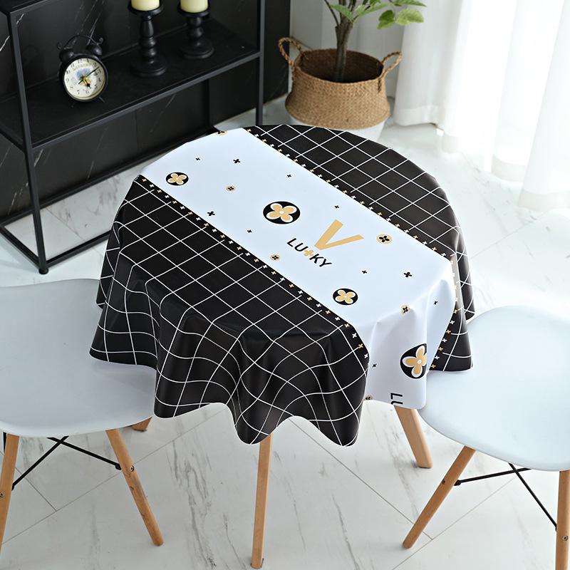 Round Table Tablecloth Pvc Dining Table Cloth Waterproof, Oil-Proof, Anti-Scalding And Leave-In Household Coffee Table Small Round Tablecloth