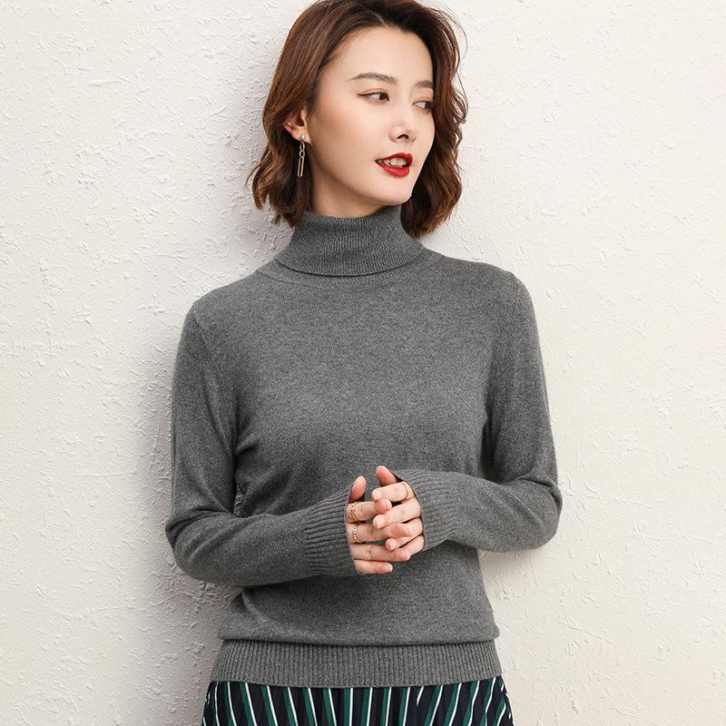 Autumn and Winter New High Lapel Sweater Women's Long-sleeved Knitted Sweater Wear Inside and Outside Pullover Top Loose and Thin Base