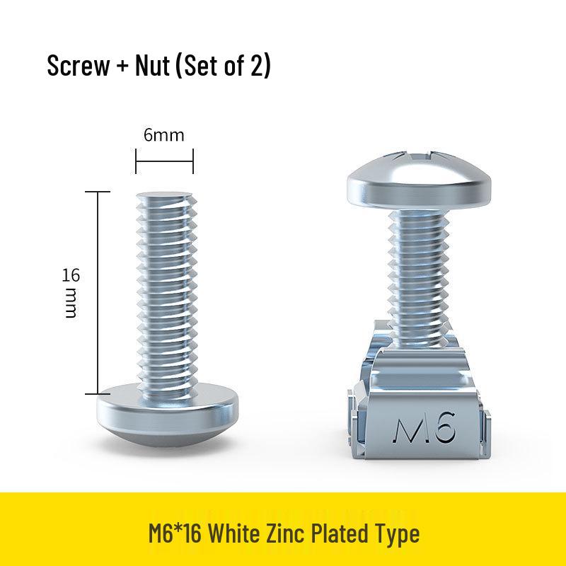 M6 Galvanized Cross Machine Screws with Cage Nuts for Server Racks and Chassis