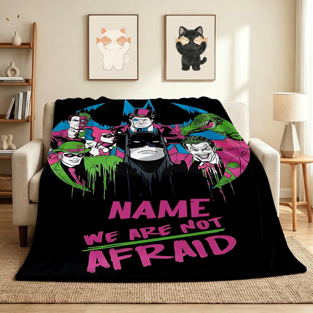 Custom Name Batman Catwoman Flannel Blanket Throw Blanket Soft Warm Sofa Bed home Decor Unique Gift