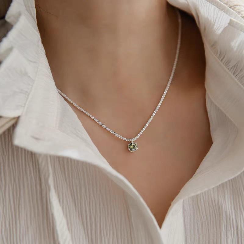 Elegante Damen S925 Sterlingsilber Perlenanhänger Halskette - Leichte Luxus Schlüsselbeinkette