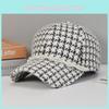 Classic Black And Brown Houndstooth Duckbill Hat For Women With Adorable Handmade Beads