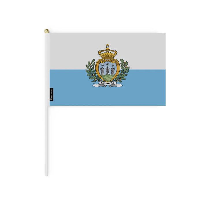 Drapeau - Saint-Marin - Mini - 14 X 21 Cm - Polyester - Léger - Recto/verso