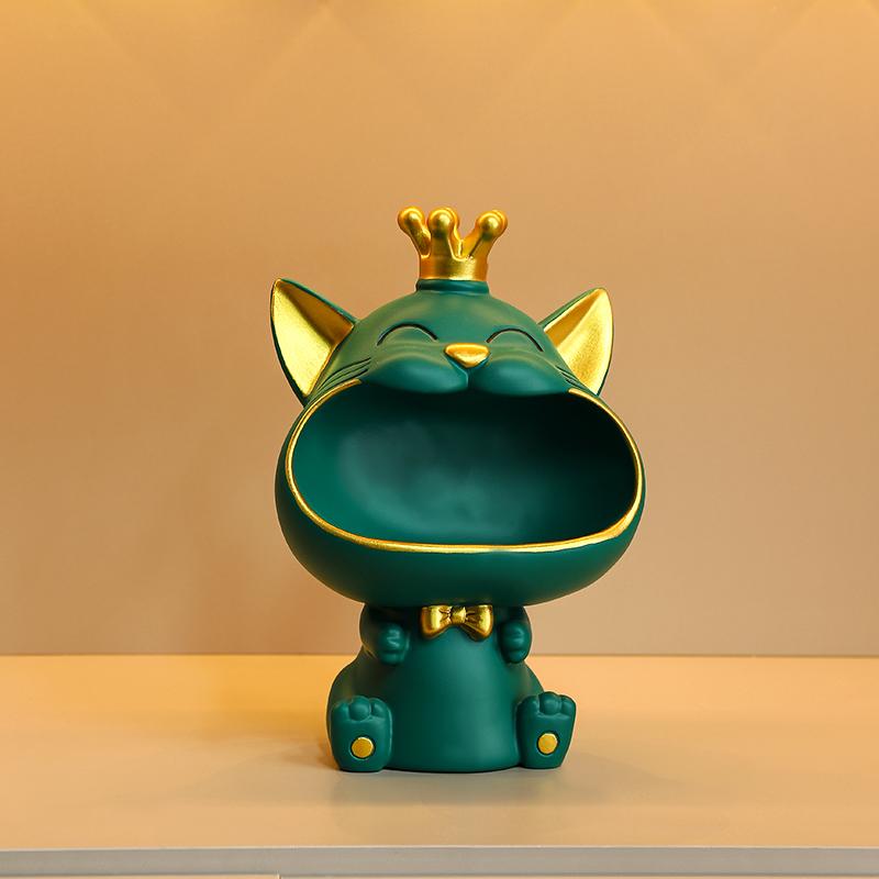 Krone Großer Mund Katze Ornament Freudvolle Reichtum Anziehung Katze Schlüsselaufbewahrung Ornament Haus Schreibtisch Dekoration Einweihungsgeschenk