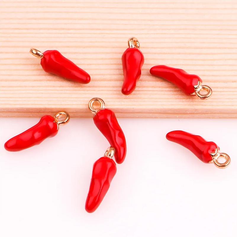 

5pcs Different Size Red Peppers Enamel Chilli Charms For Jewelry Making Earrings Necklace Keychain Pendants Handmade Materials