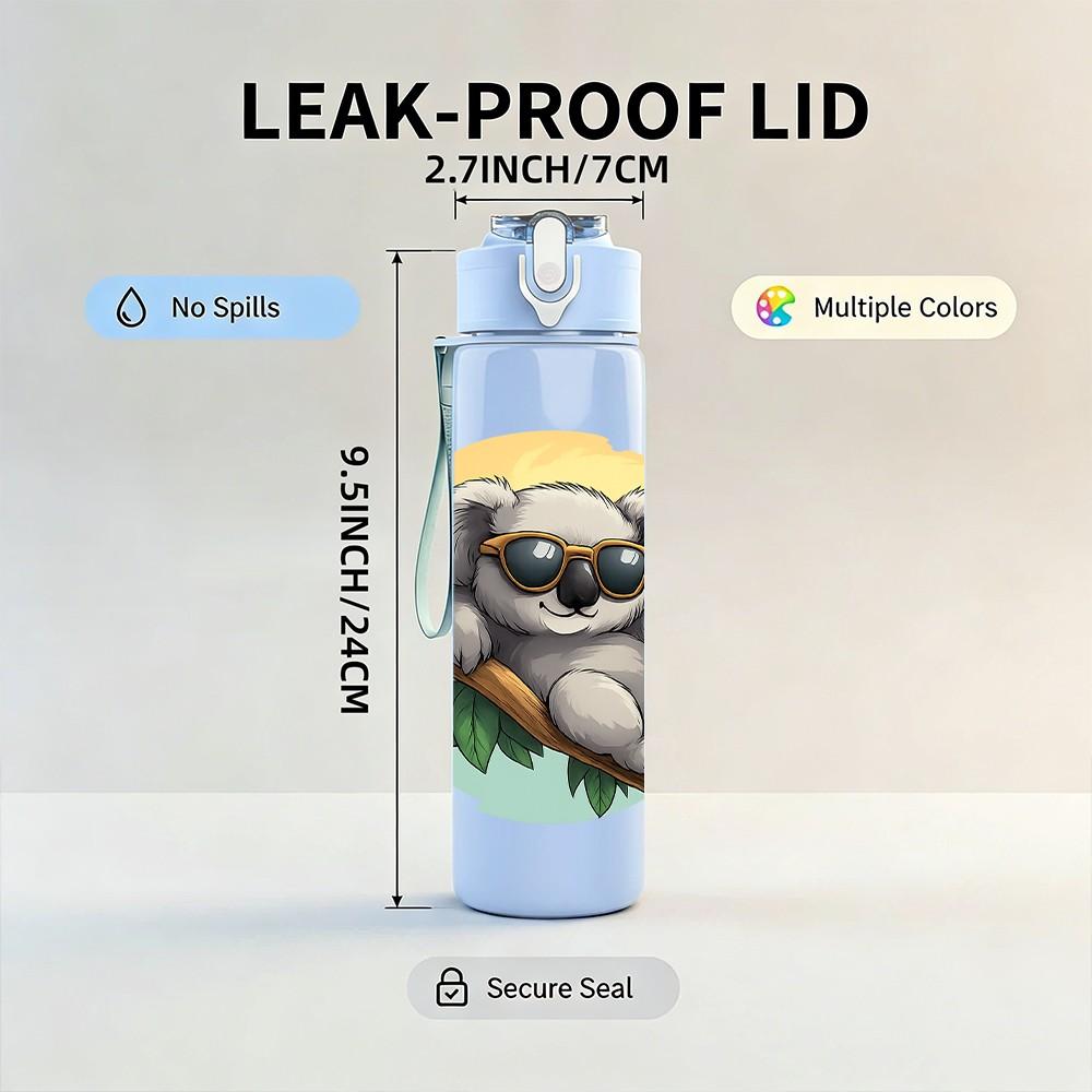 1PC Sunglasses Koala Branch 750ml Color Plastic Sports Water Bottle Leakproof Flip Straw Lid Suitable for Sports Office Home Use