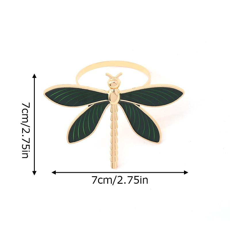 2/4Pcs Green Oil Dripping Dragonfly Home Decoration Hotel Napkin Ring Fashion Insect Napkin Ring New Metal Napkin Ring