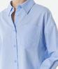 MUSINSA STANDARD WOMAN Women'S Striped Oversized Crop Poplin Shirt [Blue]