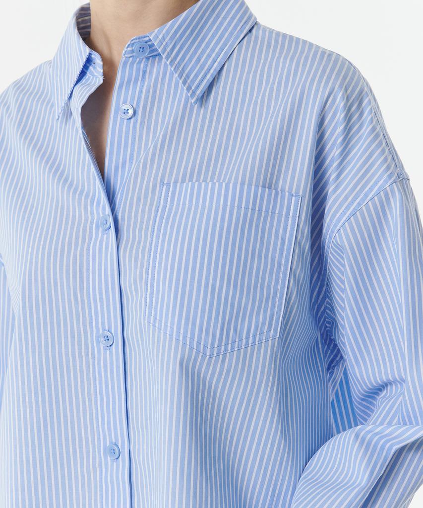 MUSINSA STANDARD WOMAN Women'S Striped Oversized Crop Poplin Shirt [Blue]