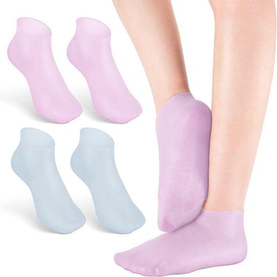 

1 Pair Silicone Moisturizing Foot Stickers Socks Anti-Slip Massage Care Dry Cracked Feet Tools синій