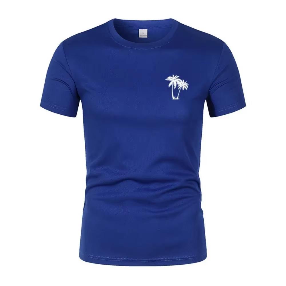 Men'S Summer Short-Sleeved T-Shirt Fashionable Coconut Print Short-Sleeved Casual Hawaiian Vacation Cool Loose Sports T-Shirt