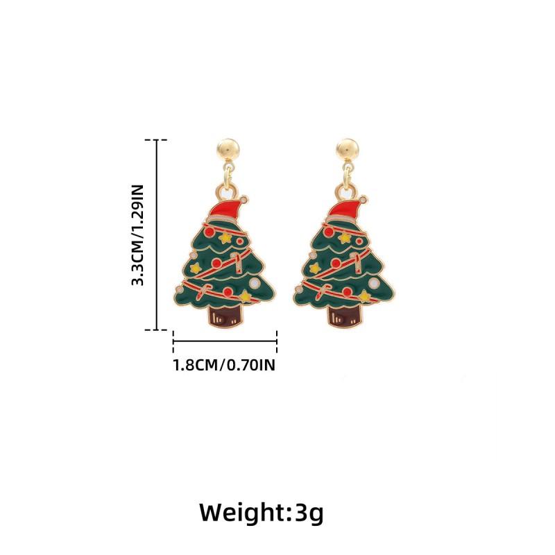 Festive Star Layered Dangle Earrings Women Zinc Alloy Drop With Christmas Tree Hat Design Oil Paint Finish