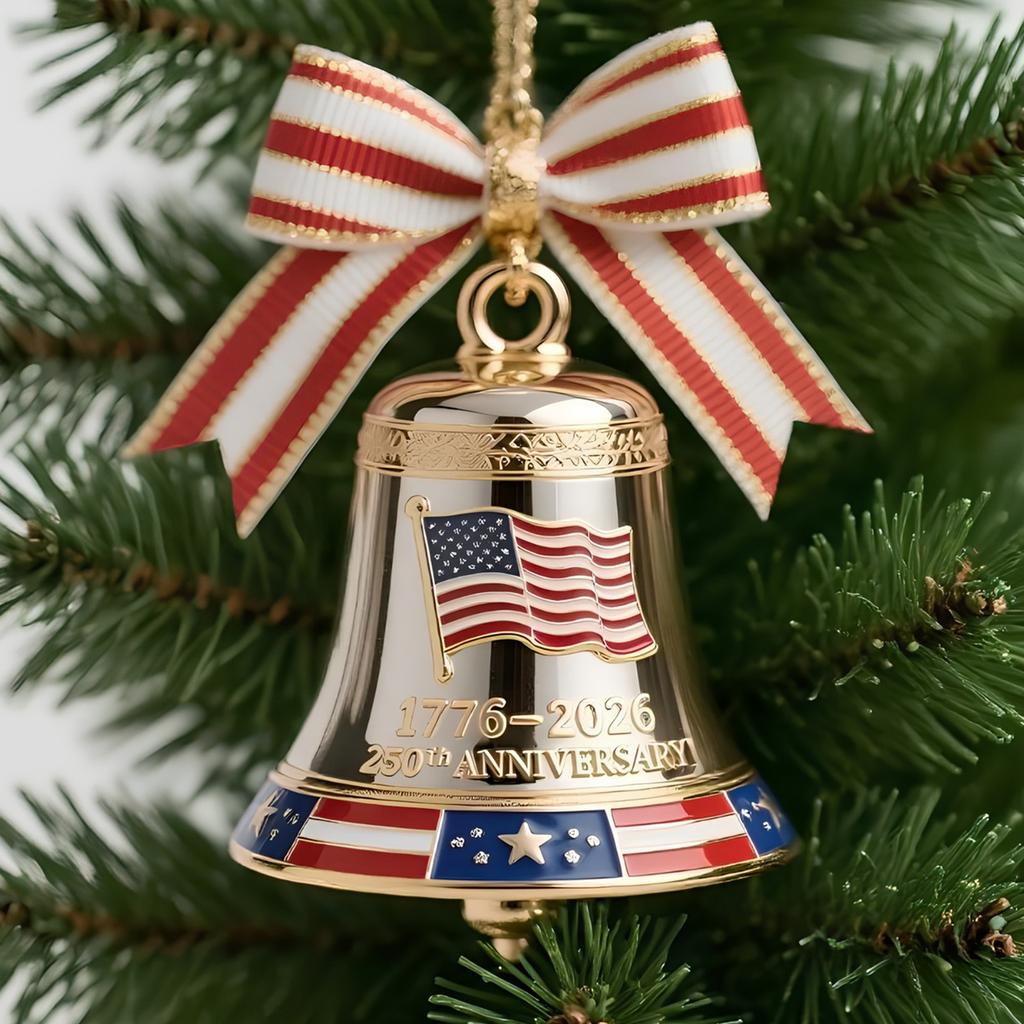 United States 250th Anniversary Bell Vintage-Style Metal Commemorative Bell for Collectors Patriotic Christmas Tree