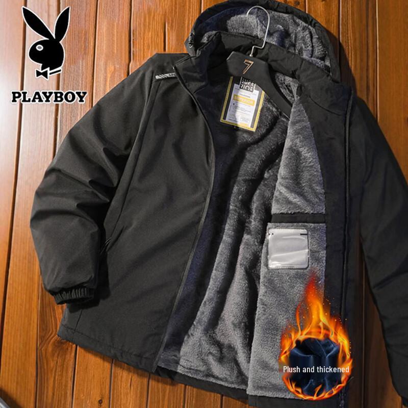Playboy Men's Winter Padded Jacket with Detachable Hood