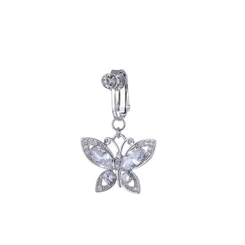 Non-Piercing Butterfly Fake Belly Piercing Butterfly Clip On Umbilical Navel Crystal Fake Piercing Fake Clip Belly Button Rings