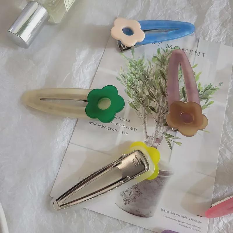 Korean Style Acetate Flower Hairpin: 2025 New Duckbill & Side Clip for Children