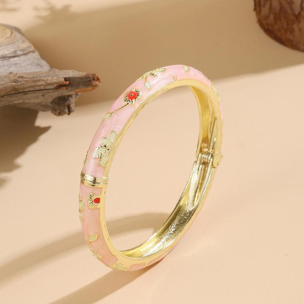Bracciale Vintage FTCY da Donna Piccolo Fiore Stile Etnico Smalti Cloisonné Braccialetti Gioielli Eleganti da Donna Regali
