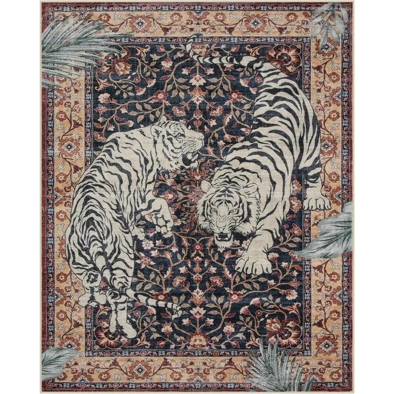 Rug for Living Room Carpet Jungle Tiger Home Decoration Large Area Bedroom Flannel Floor Mat Machine Washable Coffee Table Rugs