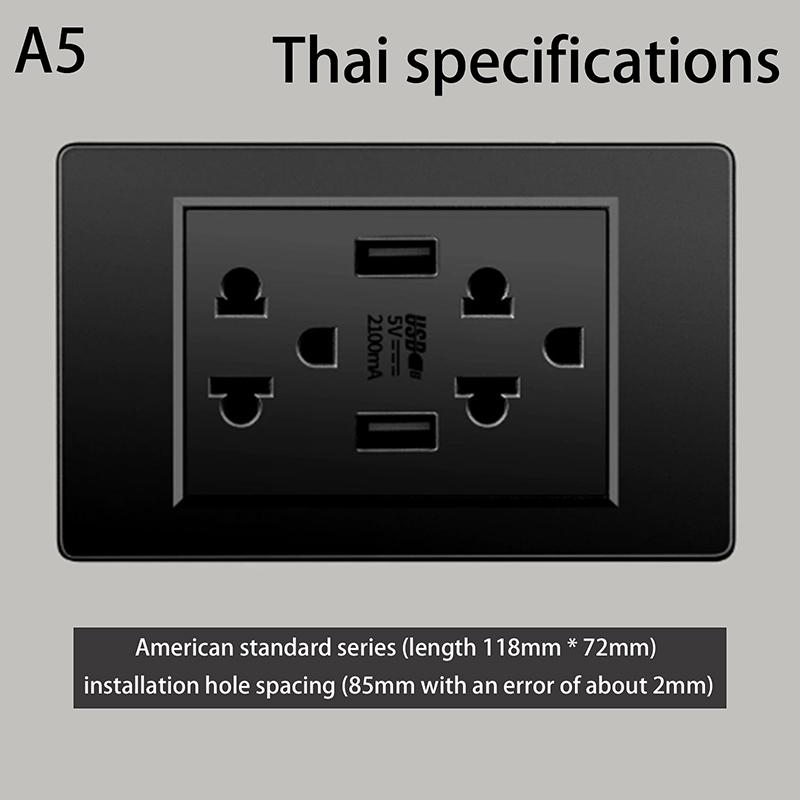 5V 2.1A Usb Type-C Charger Thailand Standard 118Mm Household Panel Thai Universal Wall Switch Power Switch Socket Series