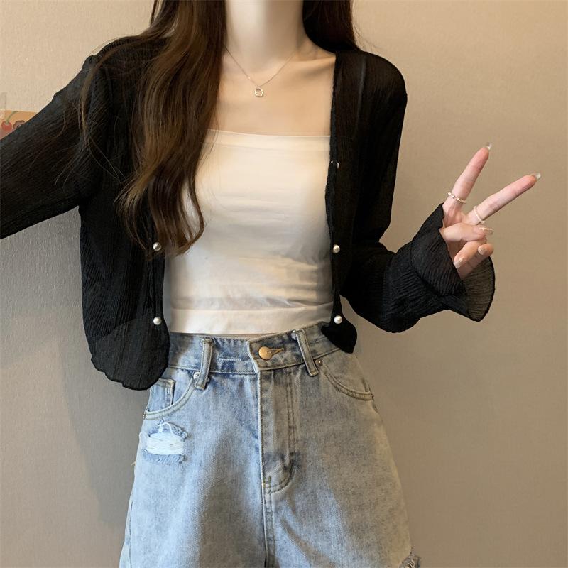 Sonnenschutz Langarm Chiffonbluse Damen Neues Schal Sommer Cardigan mit Studentenjacke Top Ins Trend