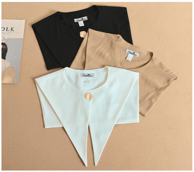 Preppy Navy Collar Sleeveless Button-Up Dickey Shawl