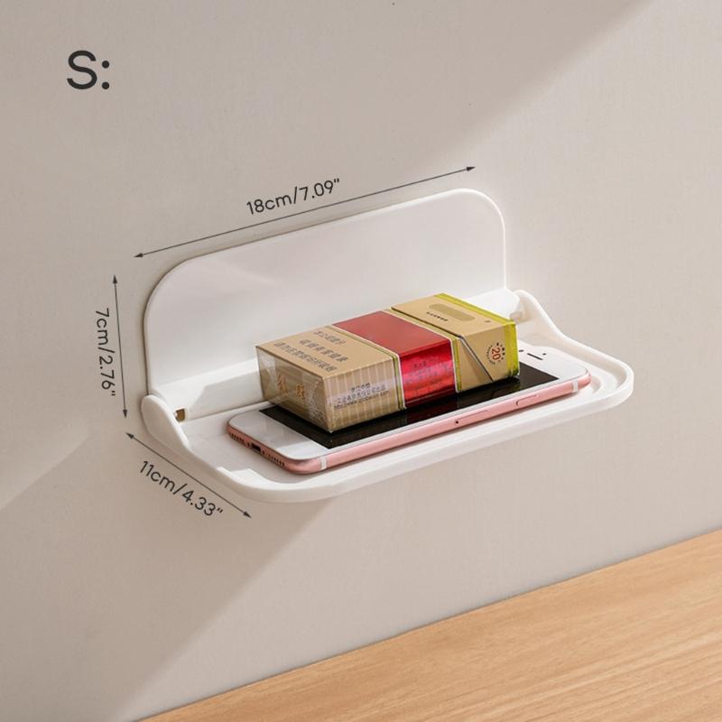 Foldable Plastic Shelf Stick on Wall for Kitchen Bathroom Many Place Extra Storage Needed Wall Mounted Bedside Shelves