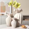 Neue Keramik-Blumenvase im INS-Stil - Gerüschtes Wohnzimmer-Dekorationsobjekt für frische und getrocknete Blumen