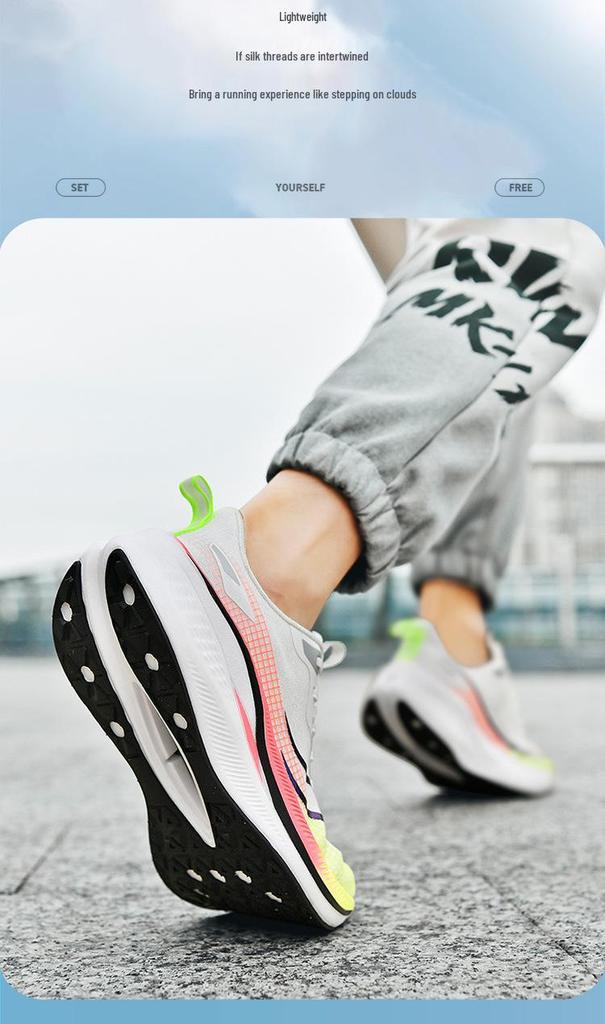 007 Breathable Mesh Running Shoes with Carbon Plate & Shock Absorption for Spring/Summer - Low-Top Casual Sports Shoes for Couples