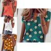 Stylish Women's V Neck Ruffle Short Sleeve T Shirt With Fashionable Daisy Print