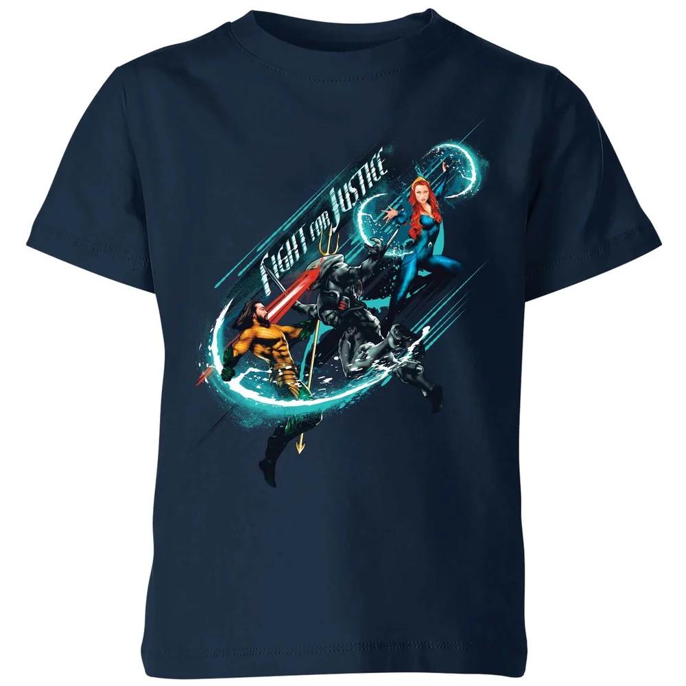 Aquaman Fight for Justice Kids  T-Shirt - Navy - 3-4 Years 150