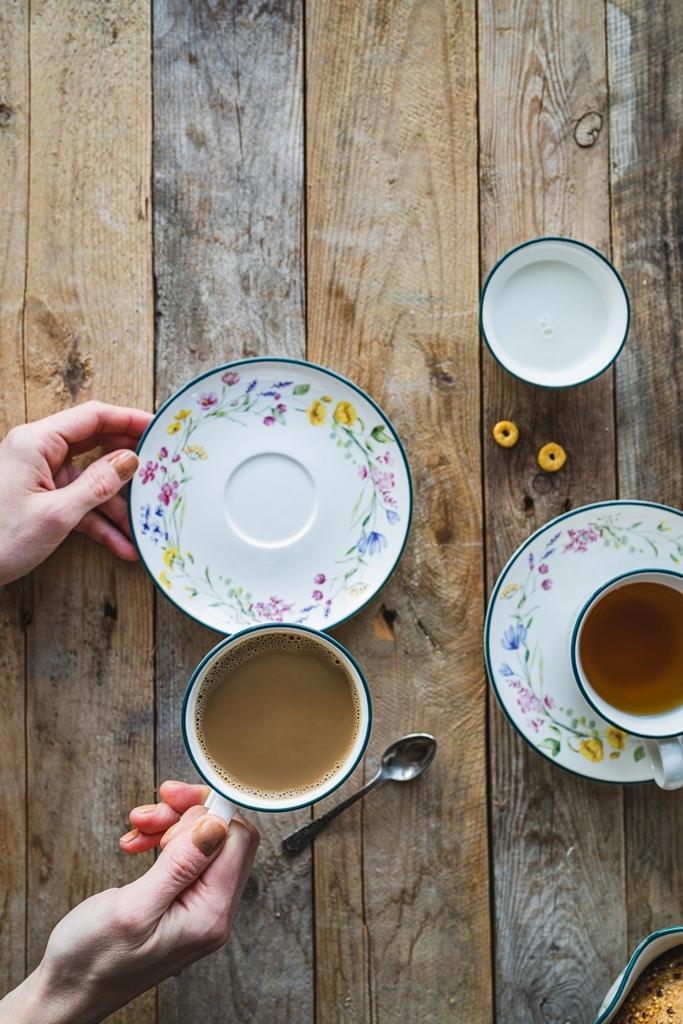 CUP WITH SAUCER FOR COFFEE AND TEA 250 ml CERAMIC MRS. FLOWER