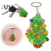 Beaded Christmas Tree Project Keychain, Faux Crystal Xmas Pendant, Personalized Holiday Party Decor 3D Key Ring Charm Accessory for Home DIY Ornament