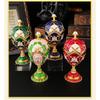 Luxus-Emaille Fabergé-Stil Eier Schmuckschatulle Legierung Schmuckaufbewahrung Dekoration