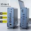 15 In 1 Type C Docking Station 100W Fast Charger USB C Hub Adapter with Triple Monitor RJ45 1000M USB 3.0/2.0 PD 3.0 SD/TF Audio 3.5