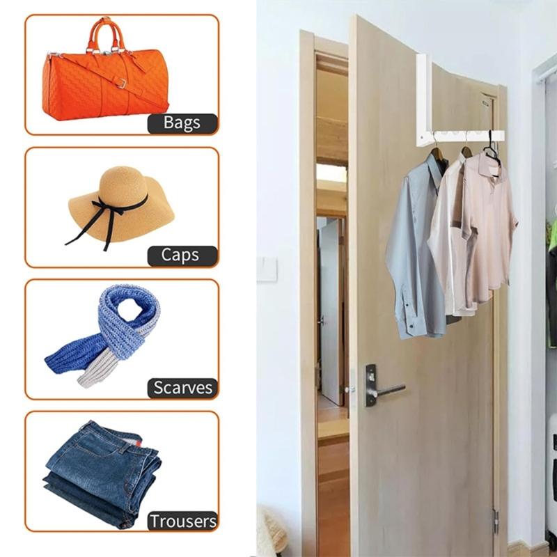 2Pcs Foldable Over Door Rack Space Saving Storage Stand for Clothing and Accessories Household Clothing Hanger