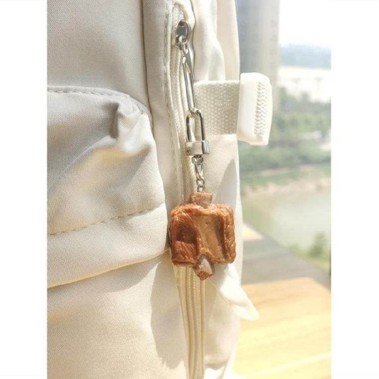 Fashionable Keyring Pork Rib Pendant Keychain Simulated Food Keyrings Jewelry