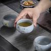 Boutique Ru Kiln Ceramic Teacup Hand Painted Flowers Meditation Cup Travel Tea Bowl Tie Guanyin Pu'er Master Cup Tea set Gifts