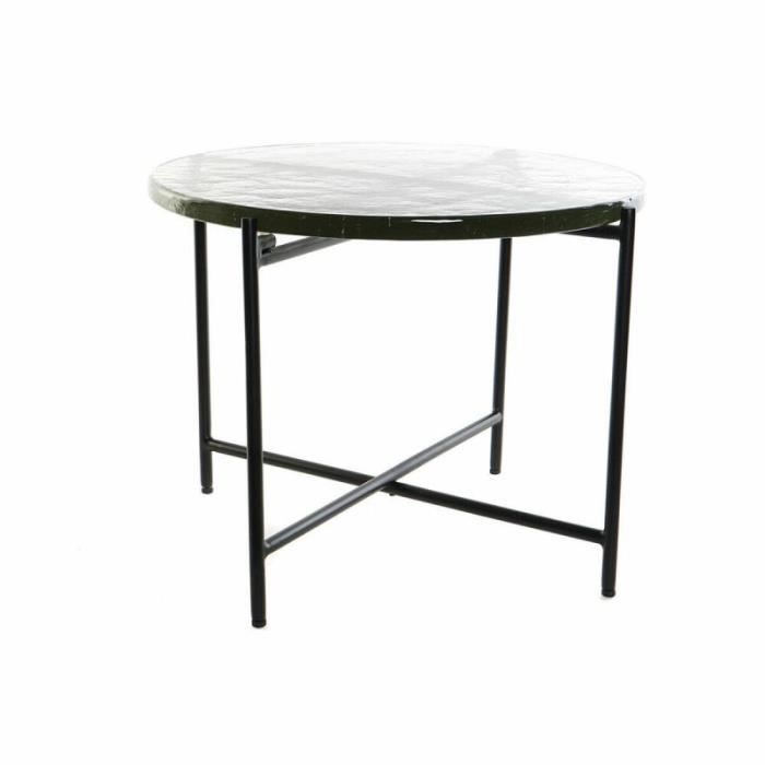 DKD Home Decor Příruční stolek Sklo Černý Kov Moderní (50 x 50 x 42 cm) - 8424001756476