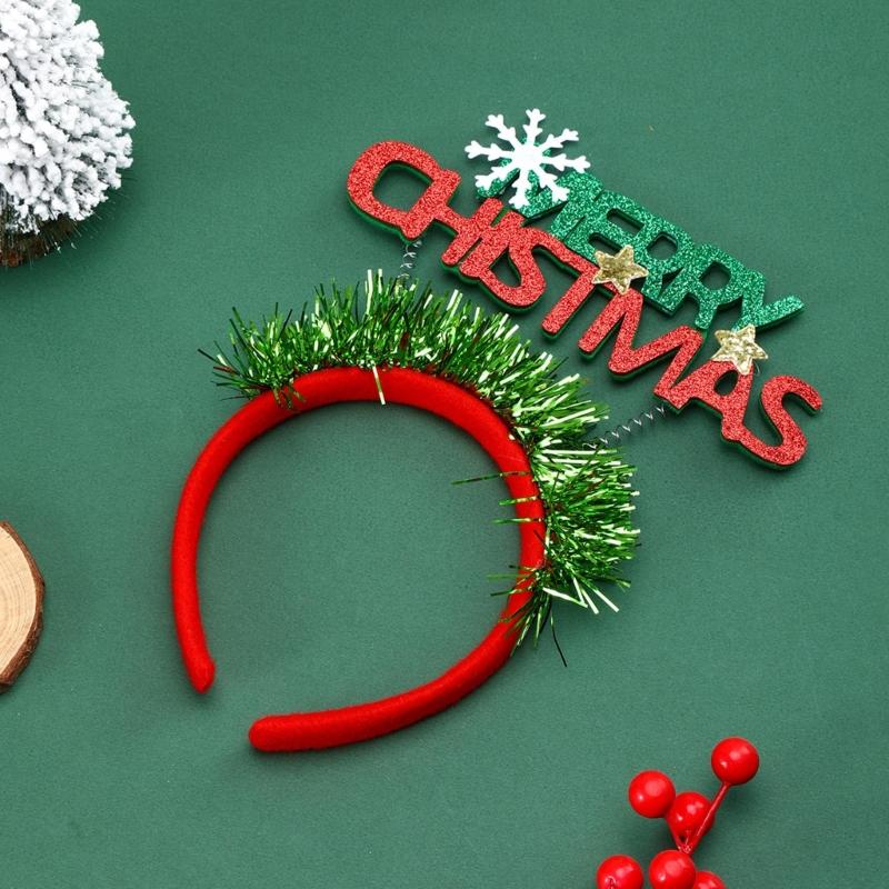 Set of 4 Sparkling Christmas Letter Headbands Christmas Letters Headbands for Girl Christmas Hair Accessories for Women