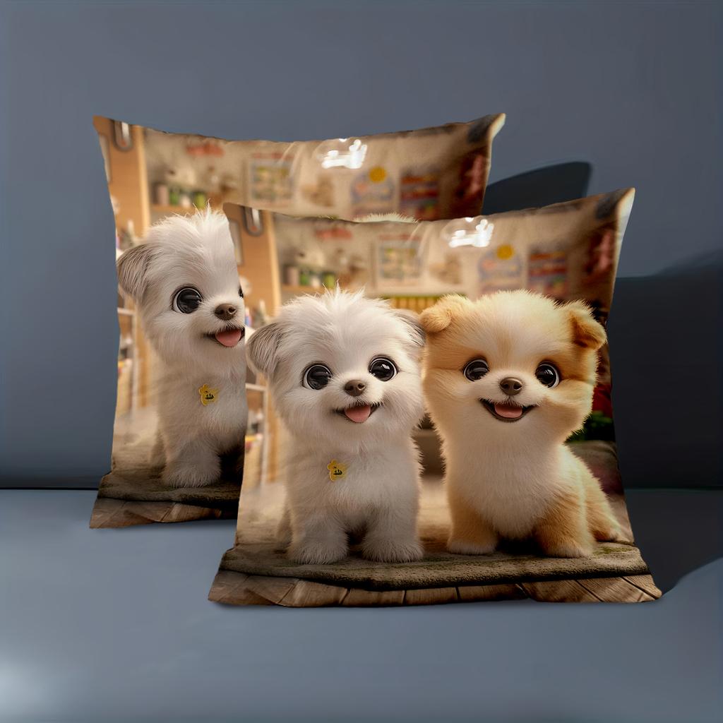 1 Pieces Cute Puppy Patterned Throw Pillow for Home Polyester pillowcase, sofa decorative cushion cov Headboard Pillow