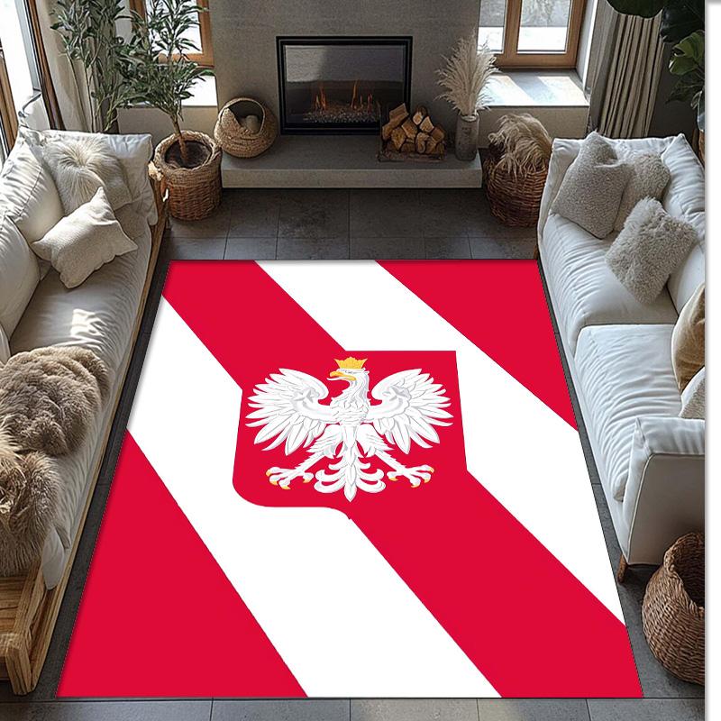 Tappeto in Flanella Stampato Polonia Antiscivolo Morbido Poliestere Tappeto per Pavimento Tappetino Decorativo per Interni per Camera da Letto Soggiorno Divano