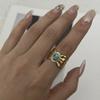 Turquoise Green Stone Turquoise Stone Ring Hollow Boho Ring Vintage Ring  Finger Accessories