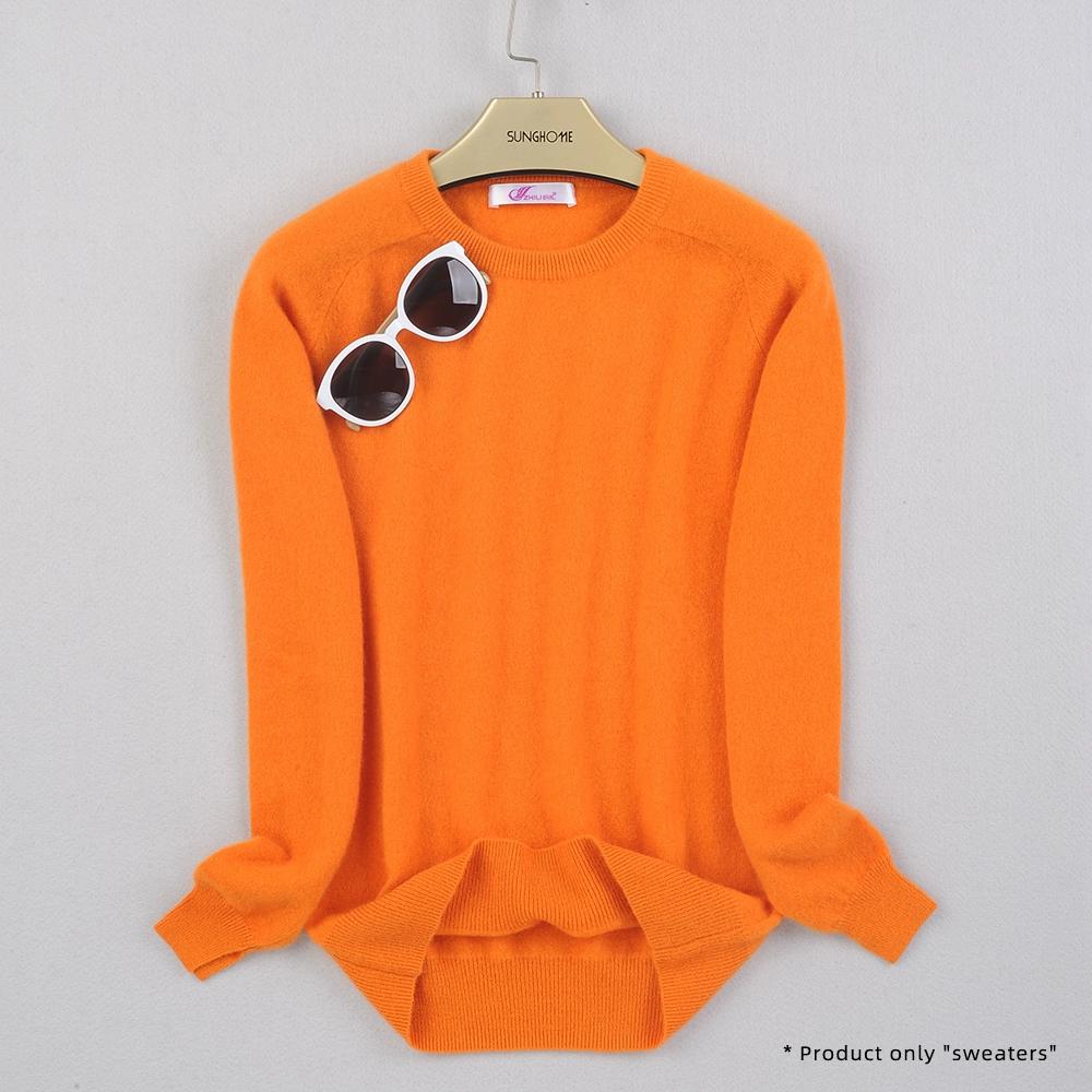 Dámský kašmírový svetr s kulatým výstřihem pro teplo a pohodlí pletený svetr s dlouhým rukávem