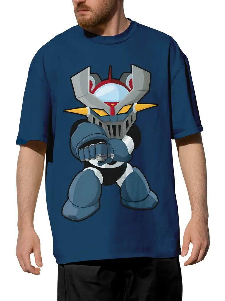 Classic Anime Mazinger Z Robot 3D Printed T-shirt Summer Men's Cartoon Short Sleeved Shirt Harajuku Street Casual Round Neck Pullover