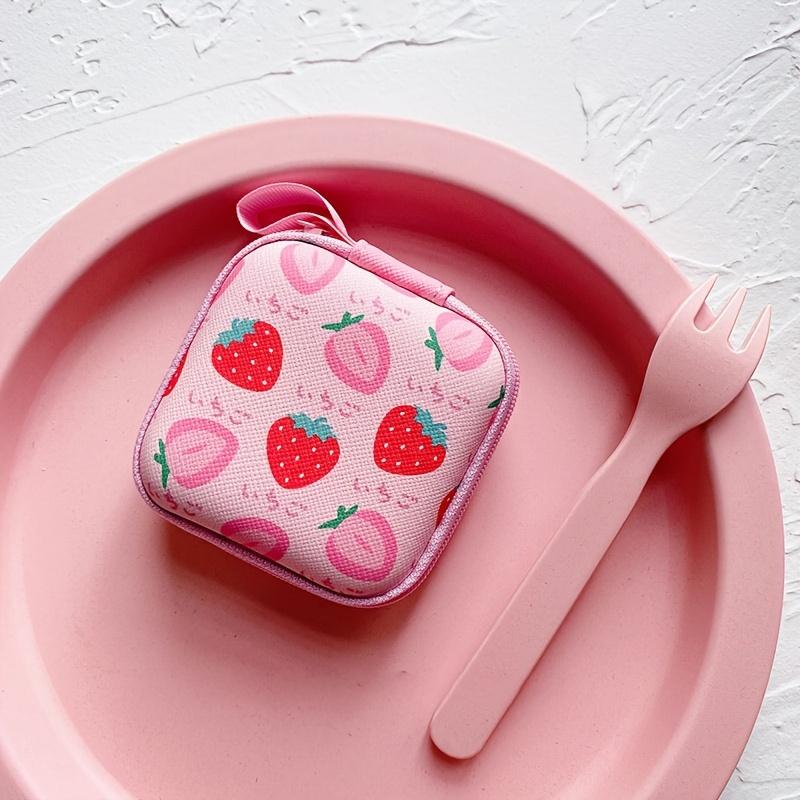 Cartoon Mini Zipper Hard Headphone Holder Case Earphone Storage Bag Portable Earbuds Pouch Box Protective USB Cable Organizer