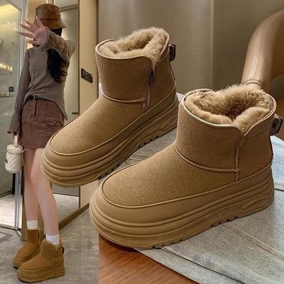 Women's Velvet-Lined High Top Snow Boots, 2024 Korean-Style, Warm Casual Thick Sole (RD7341)
