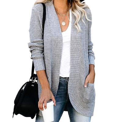 Cardigan da Donna Autunno e Inverno con Davanti Curvo e Grande Tasca Maglione Cardigan