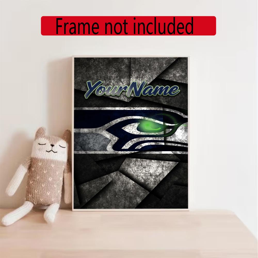 Seattle Seahawks Customize Your Name Diamond Painting Round Diamond Rhinestones Mosaic Diamond Embroidery Wall Paintings Rhinestones Gift Frameless