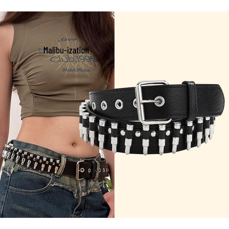 Women's Punk Decorative Bullet Inlaid Belt